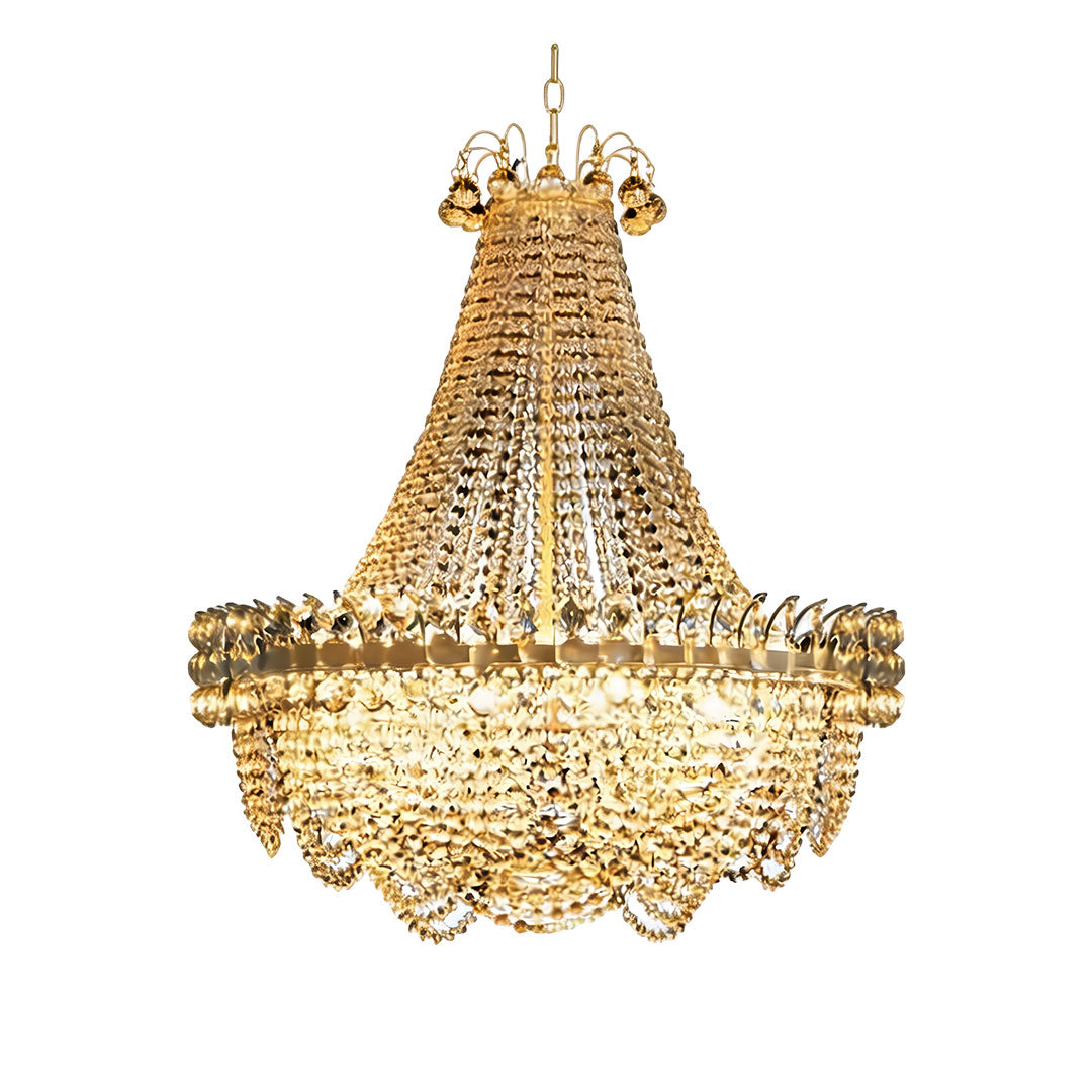 Acrylic Crystal Outdoor Chandelier, Gold Iron Hanging Light