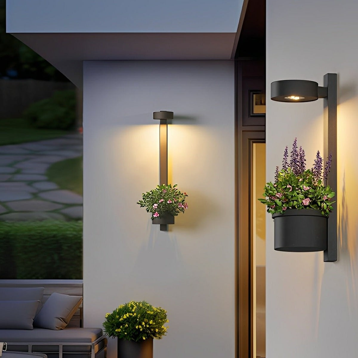 Hanging Planter Column Wall Light, Stainless Steel Outdoor Sconce 2