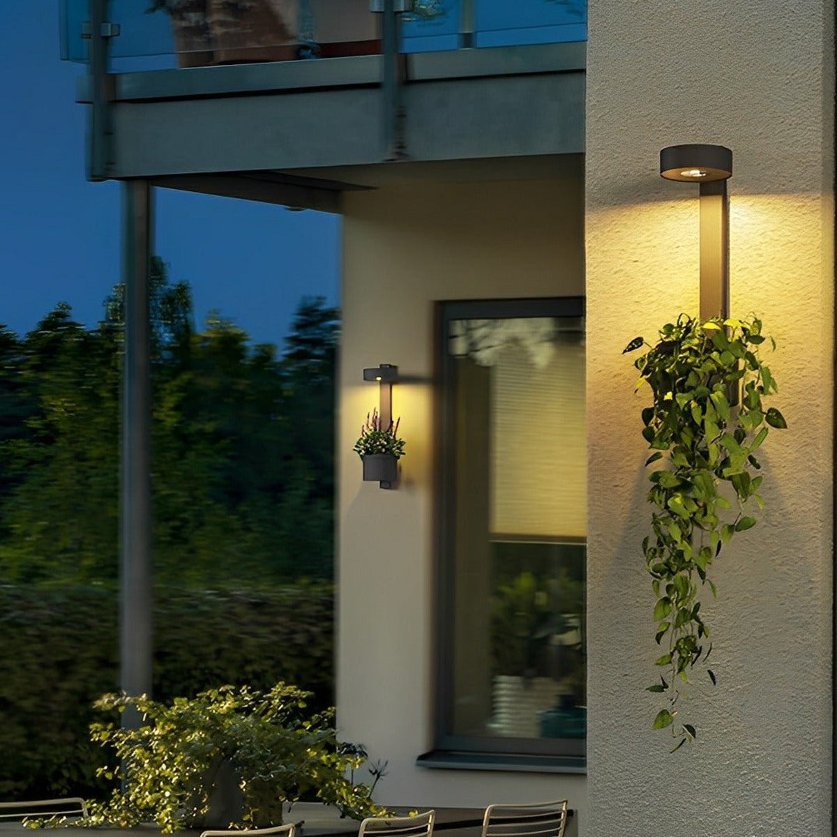 Hanging Planter Column Wall Light, Stainless Steel Outdoor Sconce 4