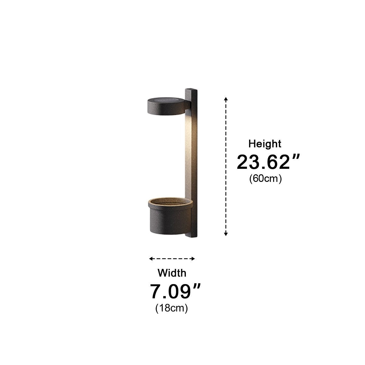 Hanging Planter Column Wall Light, Stainless Steel Outdoor Sconce 8