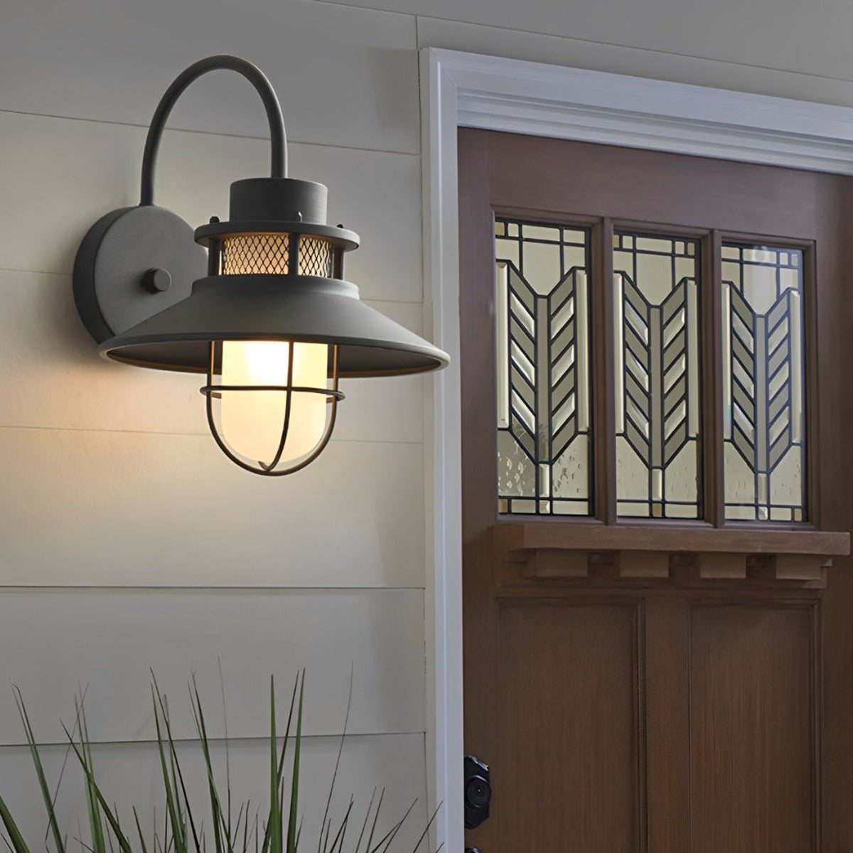 Harbor Cage Barn Light, Black Iron Outdoor Wall Sconce 2