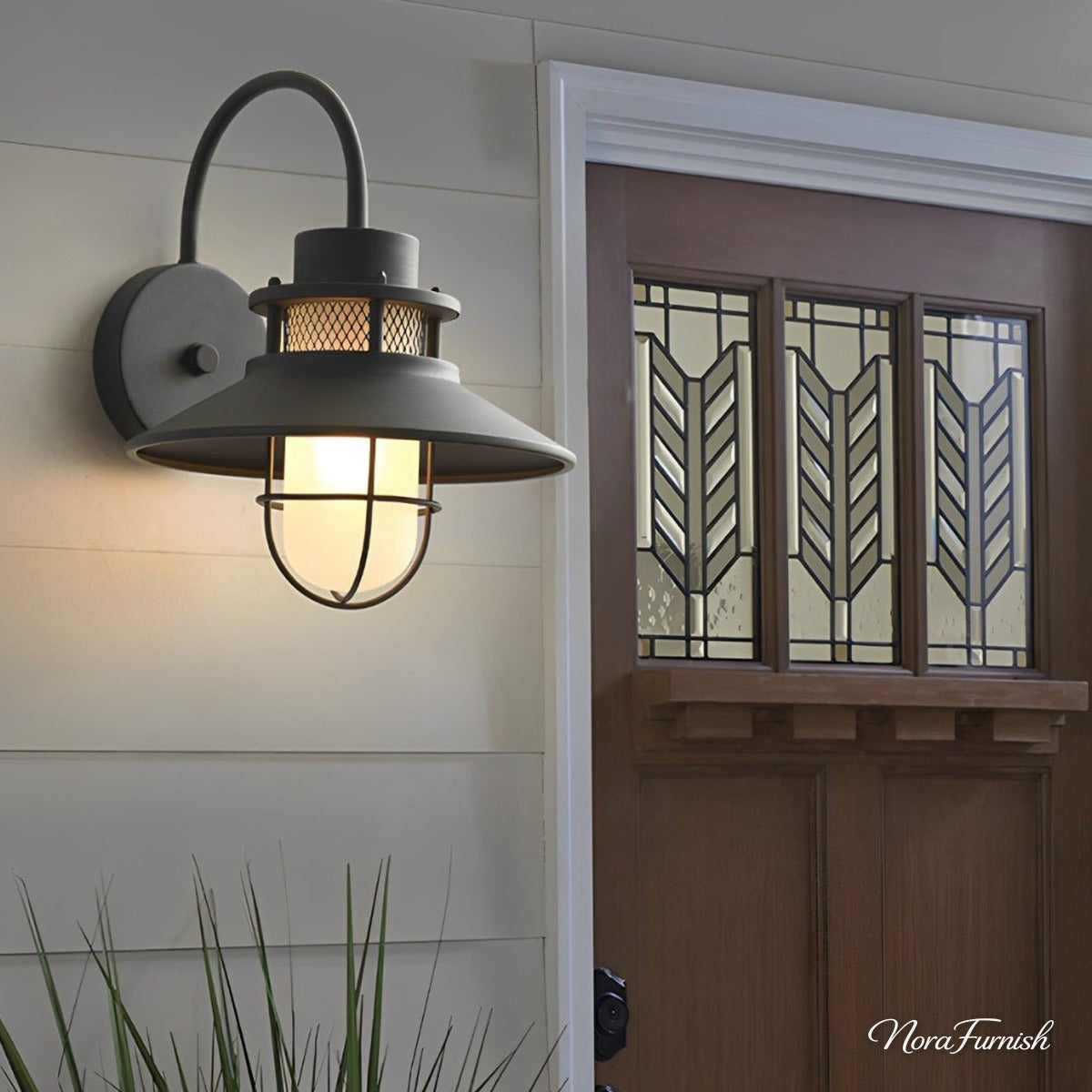 Harbor Cage Barn Light, Black Iron Outdoor Wall Sconce 2