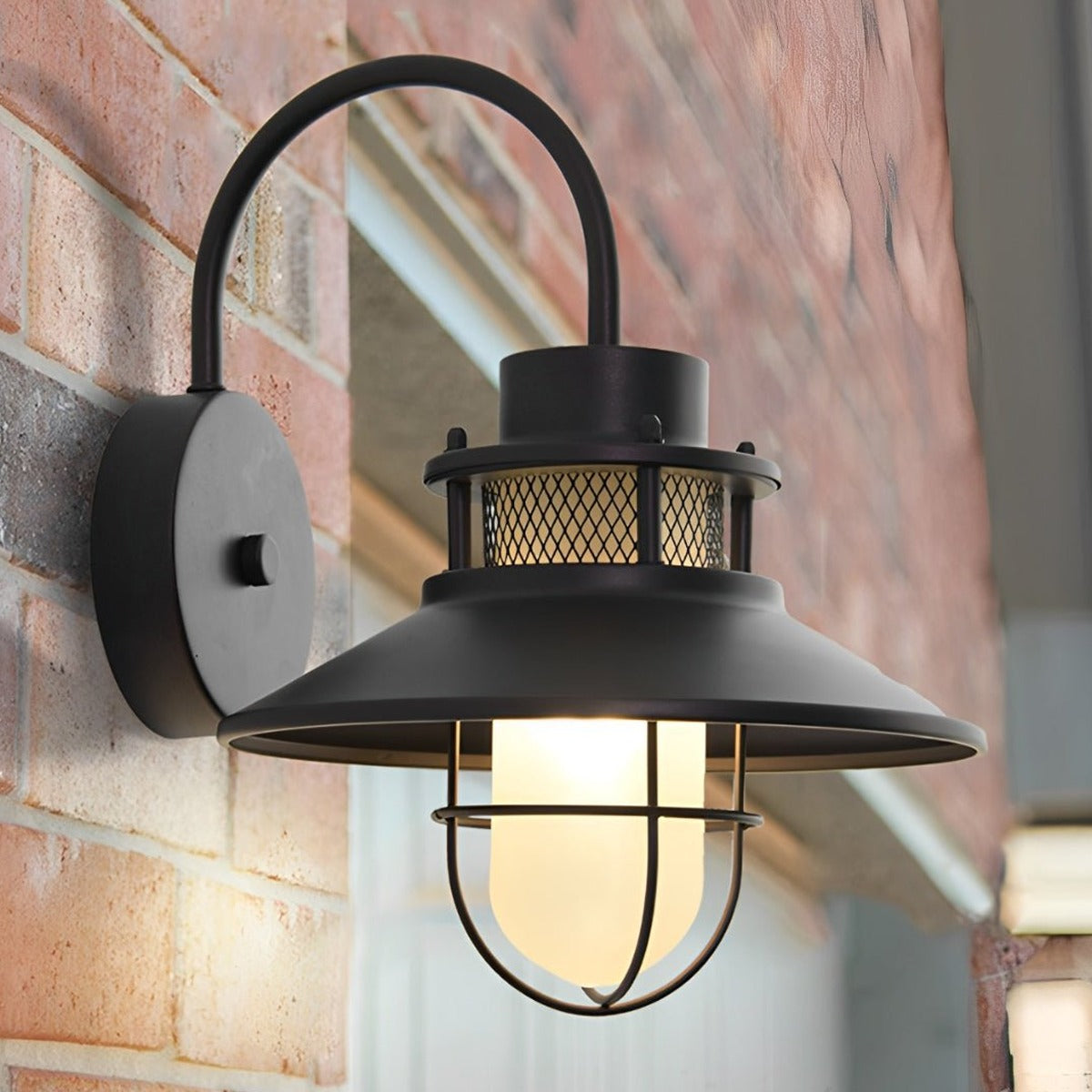 Harbor Cage Barn Light, Black Iron Outdoor Wall Sconce 5