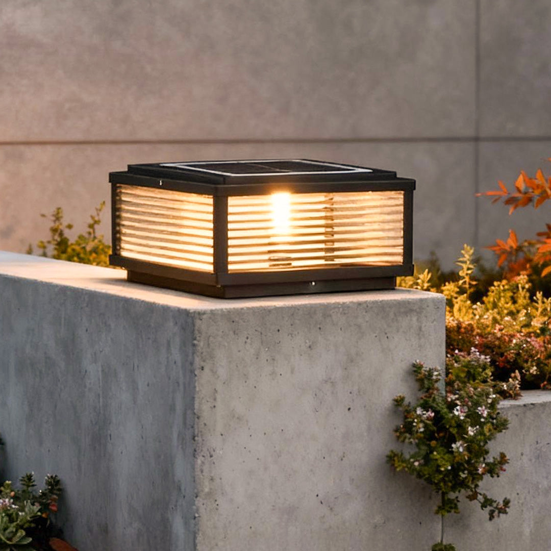 Cadence Front Entry Set – Rib Ribbed Glass Pillar Light