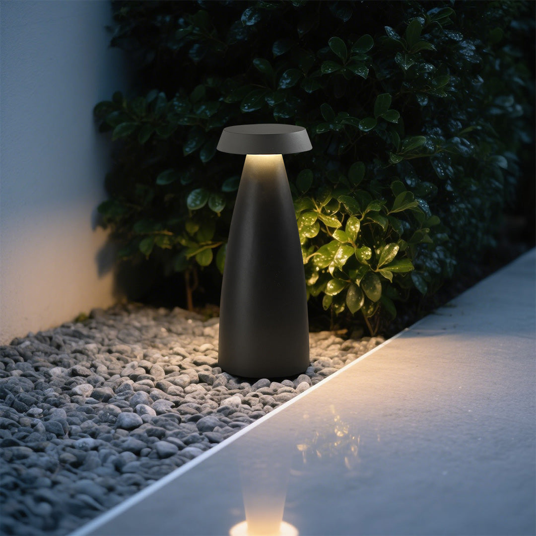 Tapered Cone Bollard Light, Sand Black Aluminum Pathway Light