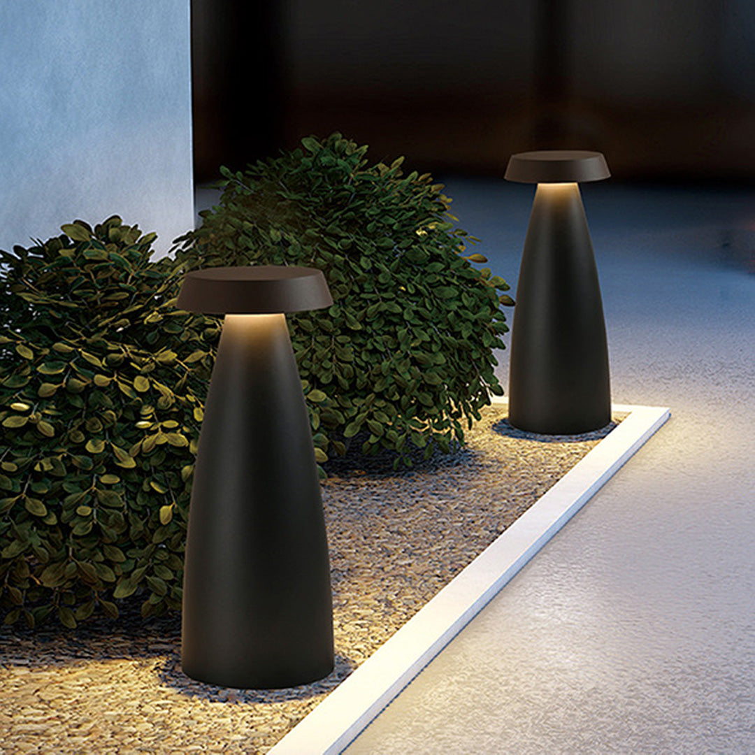 Tapered Cone Bollard Light, Sand Black Aluminum Pathway Light