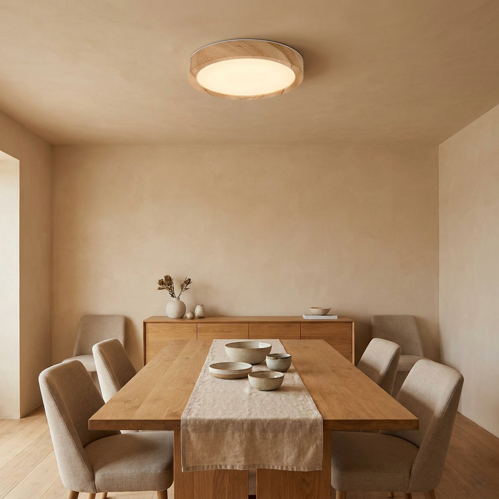 Wood Grain 3 Color LED Flush Ceiling Light