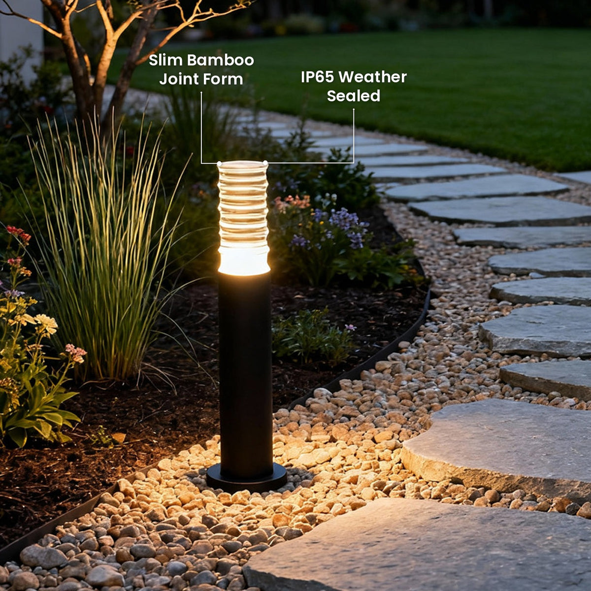 Bamboo Joint Bollard Light: IP65 Weather Sealed, Slim Bamboo Joint Form