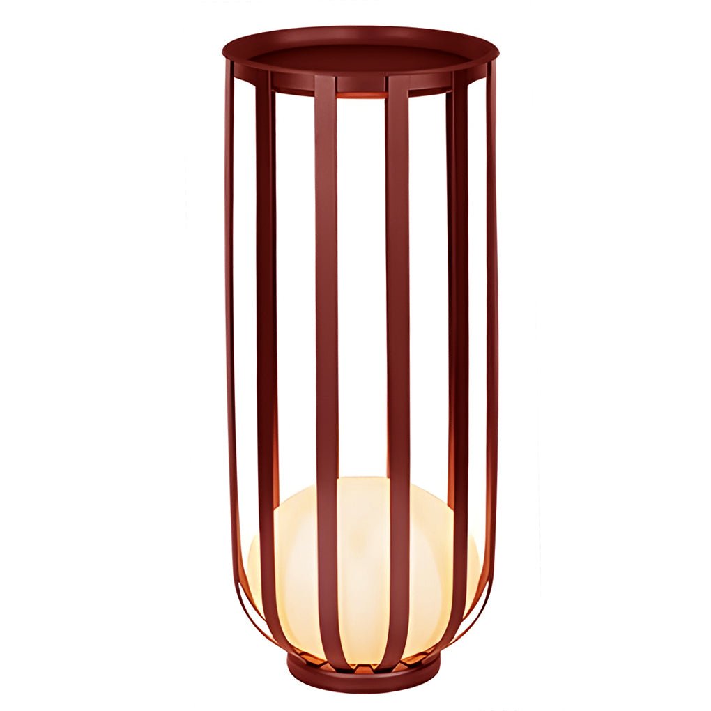 Caged Globe Planter Lantern, Industrial Steel Outdoor Floor Lamp