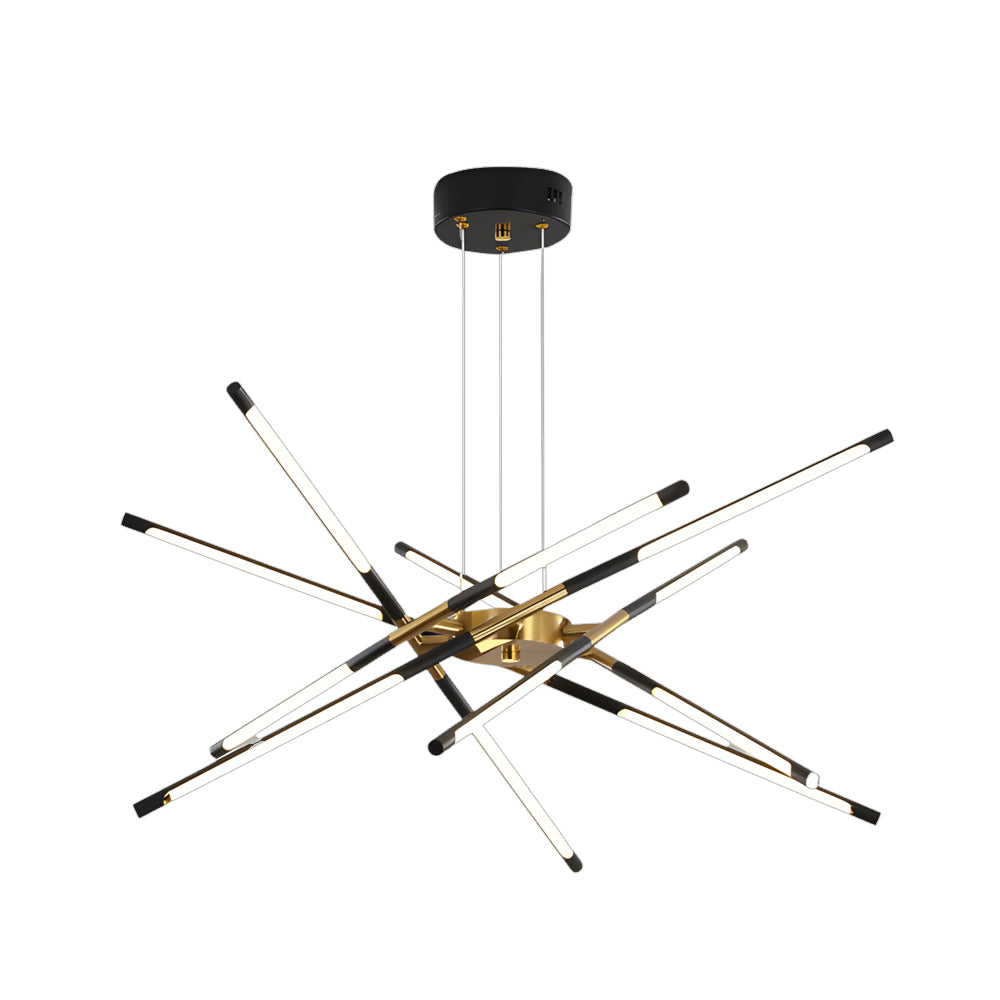 Stepless Dimming Sputnik Chandelier, Gold Rod LED