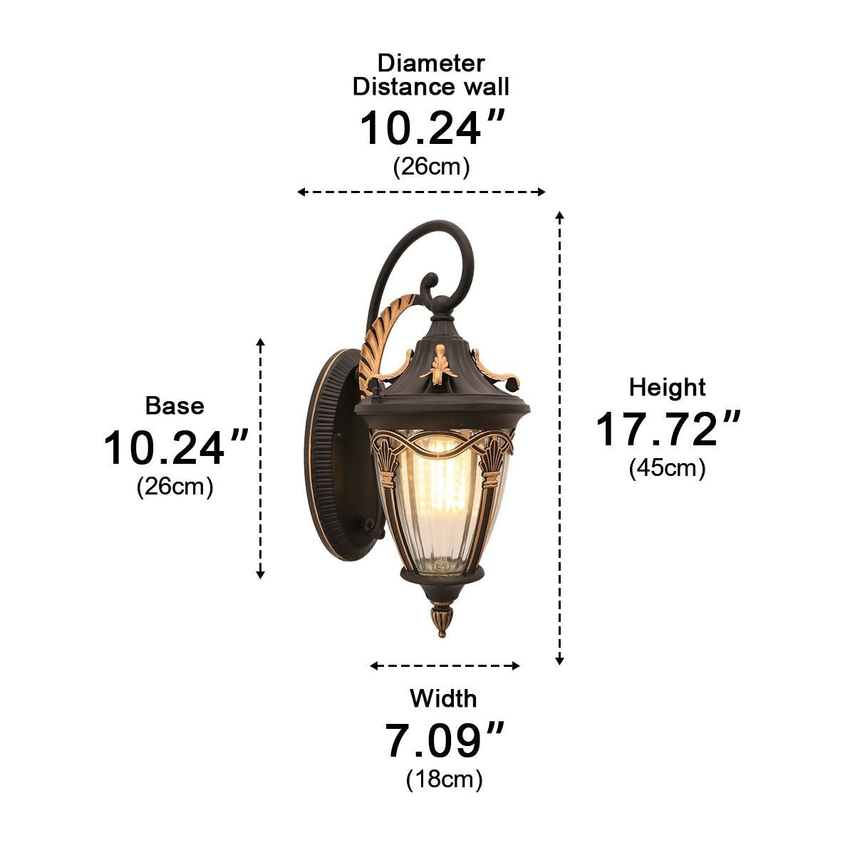 Leaf Crest Scroll Lantern, Die Cast Aluminum Porch Light 10