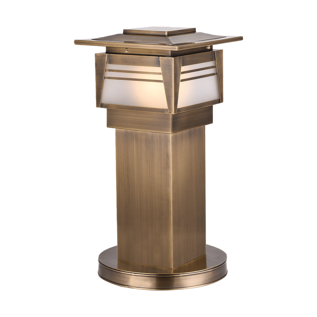 Pagoda Top Garden Bollard, Antique Copper Landscape Path Light
