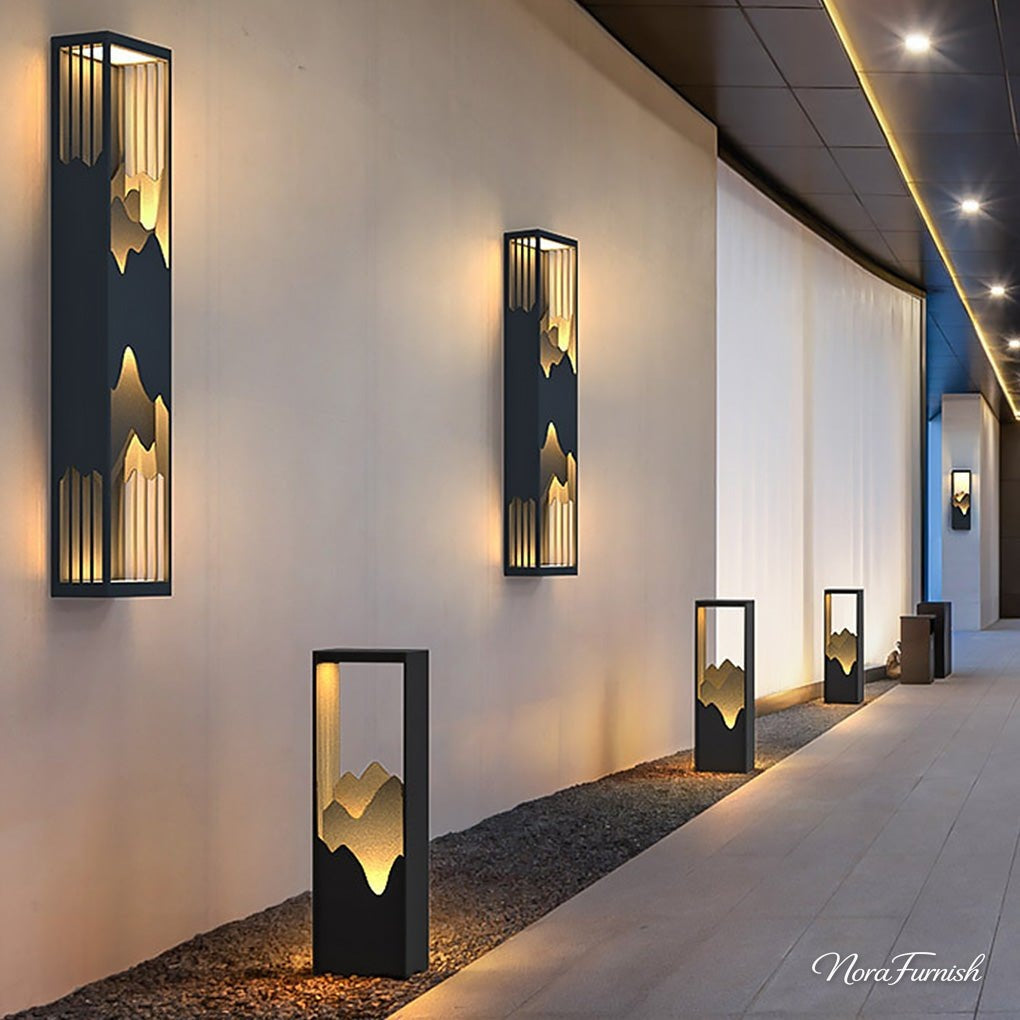 Mountain Scenery Solar Wall Light, Stainless Steel Porch Sconce, view 6