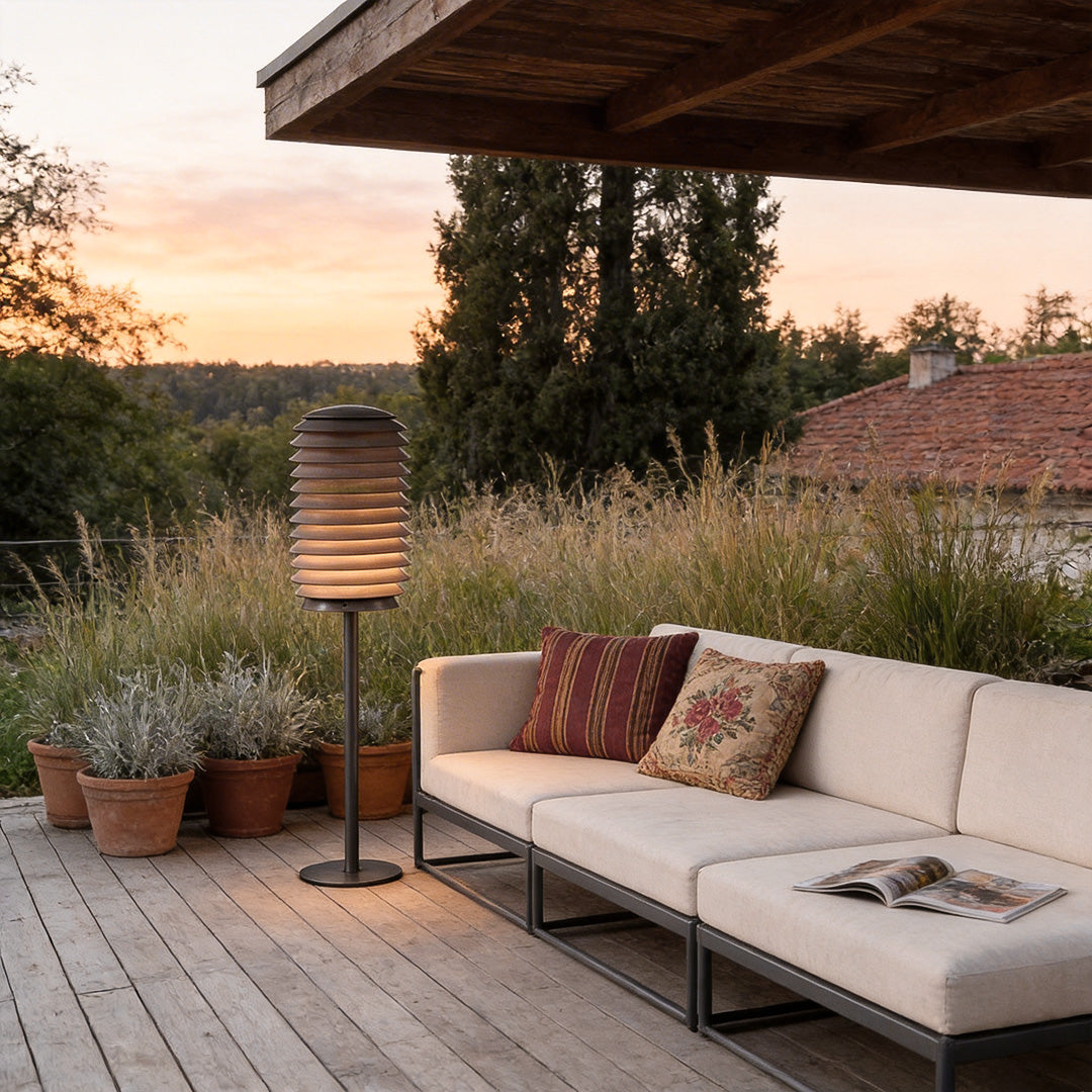 Stacked Fin Bollard Light, Stainless Steel Landscape Path Lamp