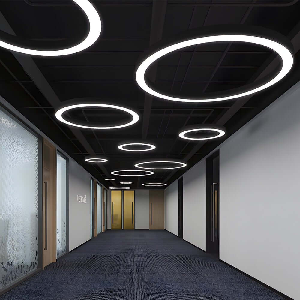 Ring Pendant Light, Modern Metal and Acrylic LED Fixture