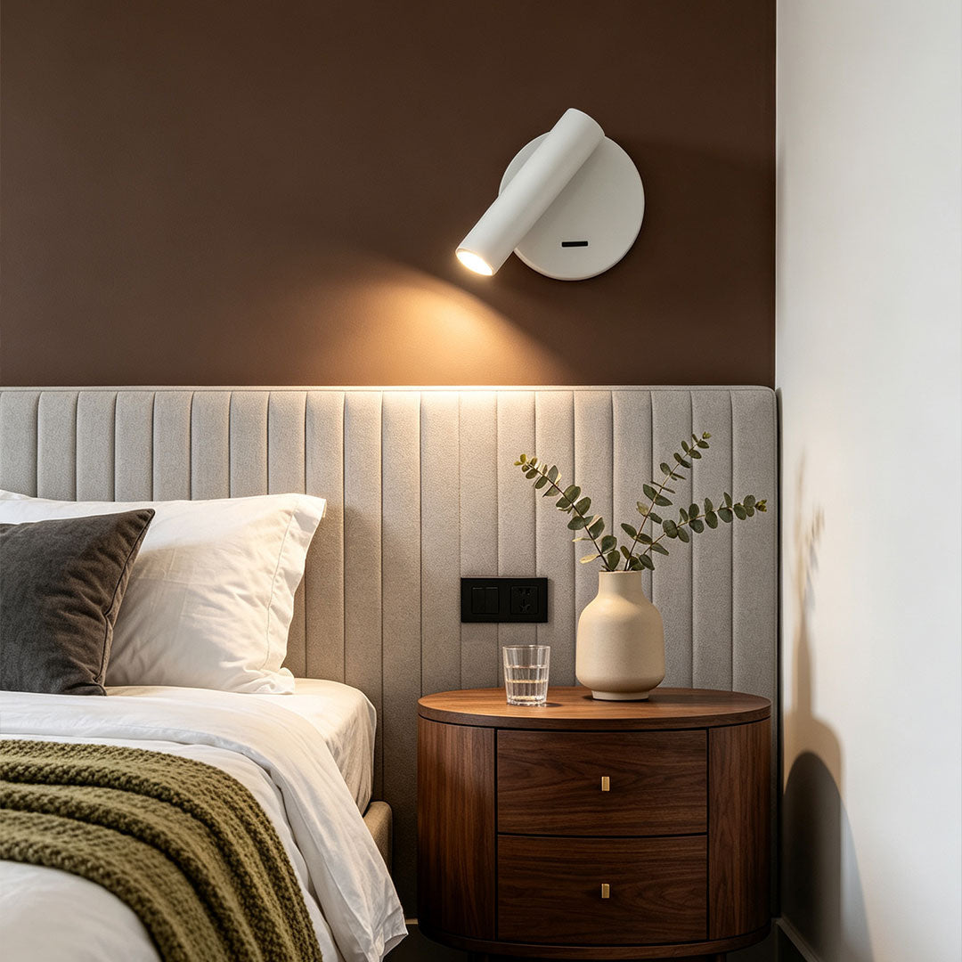 Bedside Reading Wall Light, Metal Adjustable Spot Sconce
