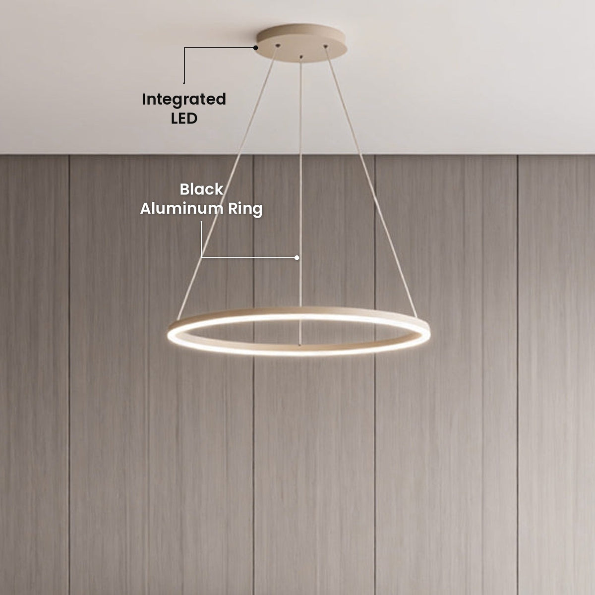 Black Ring Chandelier: Black Aluminum Ring, Integrated LED