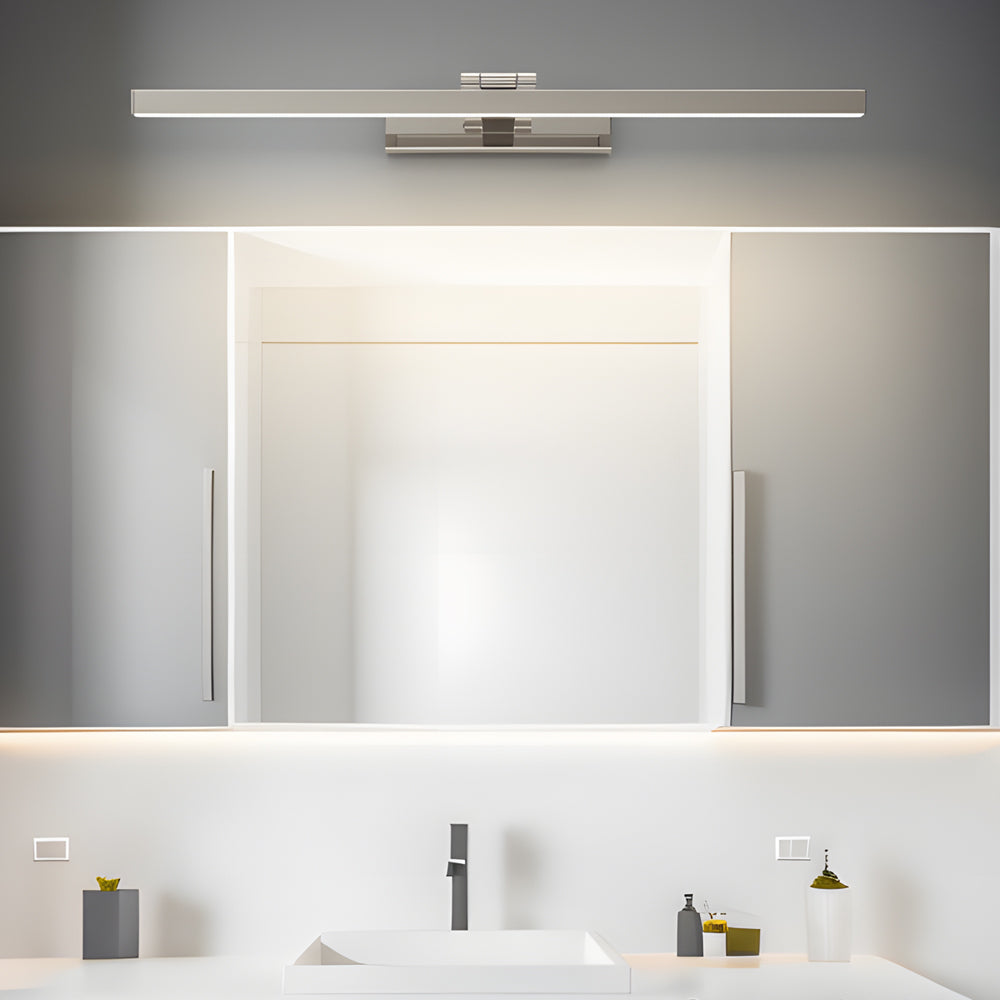Polished Steel Vanity Light, Adjustable LED Mirror Bath Bar