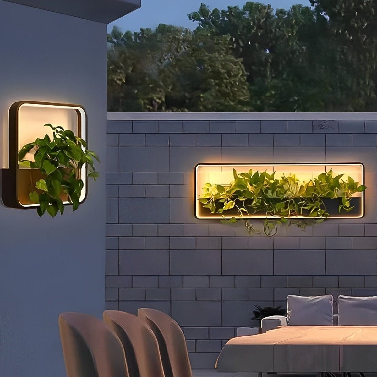 Living Planter Wall Light, Black Stainless Steel Outdoor Sconce