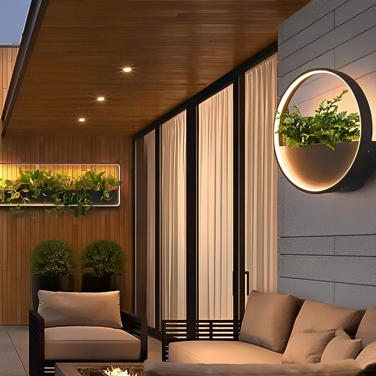 Living Planter Wall Light, Black Stainless Steel Outdoor Sconce 2