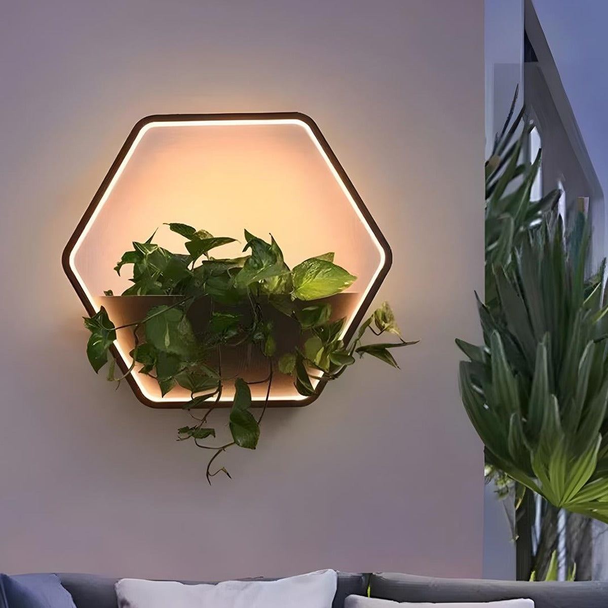 Living Planter Wall Light, Black Stainless Steel Outdoor Sconce 8