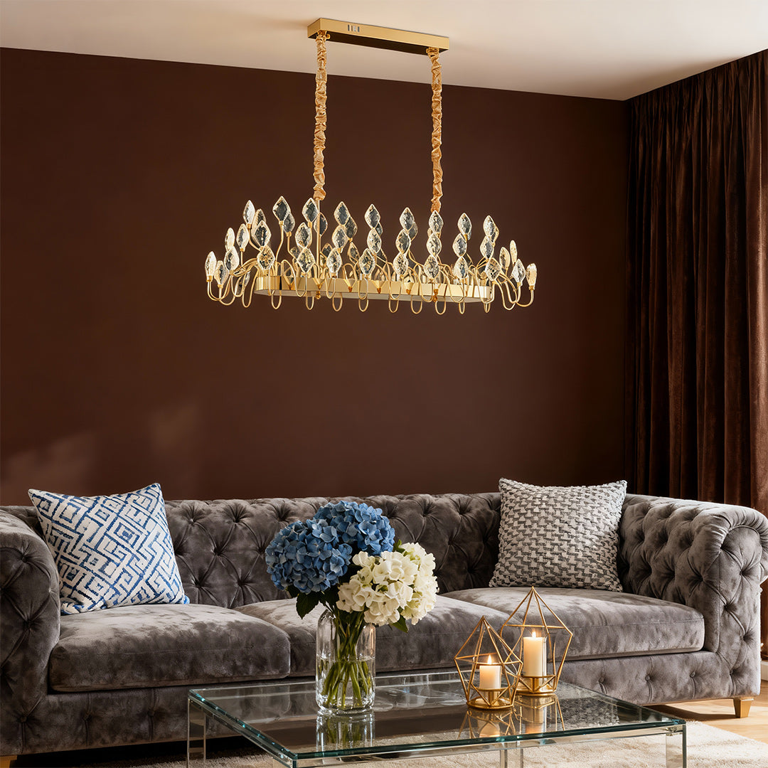 Crystal Plume Chandelier, Gold Iron French Ceiling Light 3