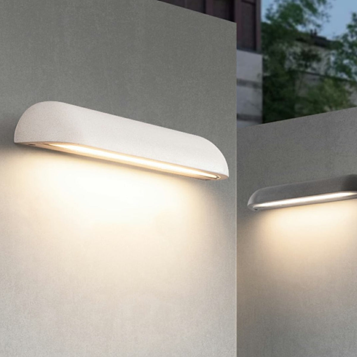 Long Dome Wall Light, Concrete and Glass Outdoor Downlight Sconce 2