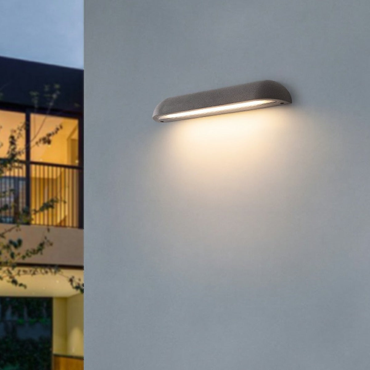 Long Dome Wall Light, Concrete and Glass Outdoor Downlight Sconce 3