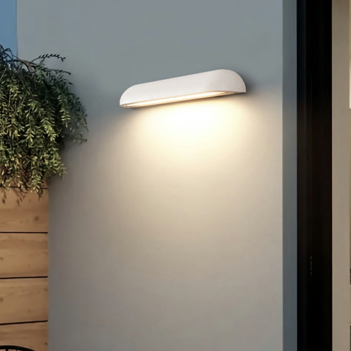 Long Dome Wall Light, Concrete and Glass Outdoor Downlight Sconce 5