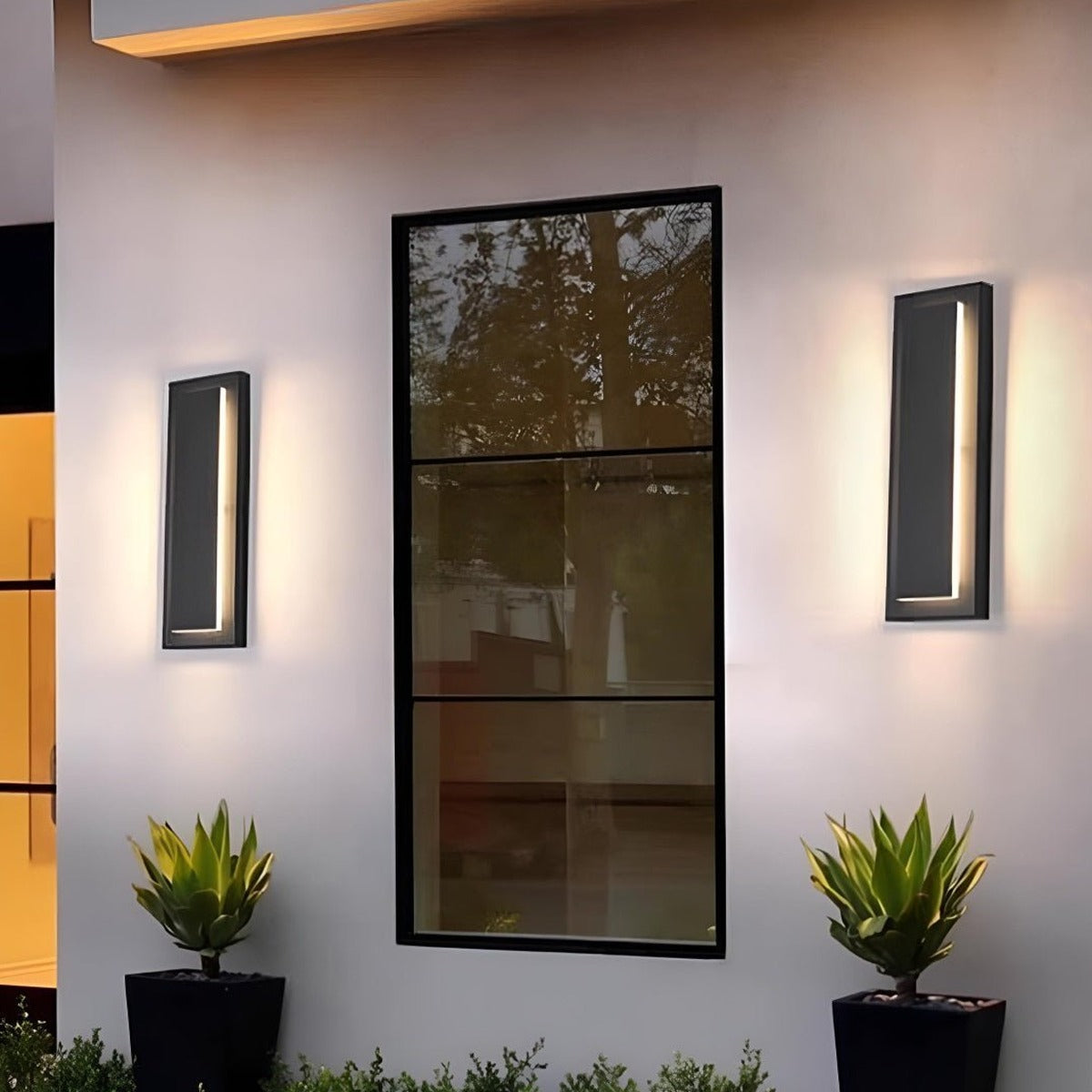 Long Rectangle Halo Wall Light, Black Die Cast Aluminum Sconce 2