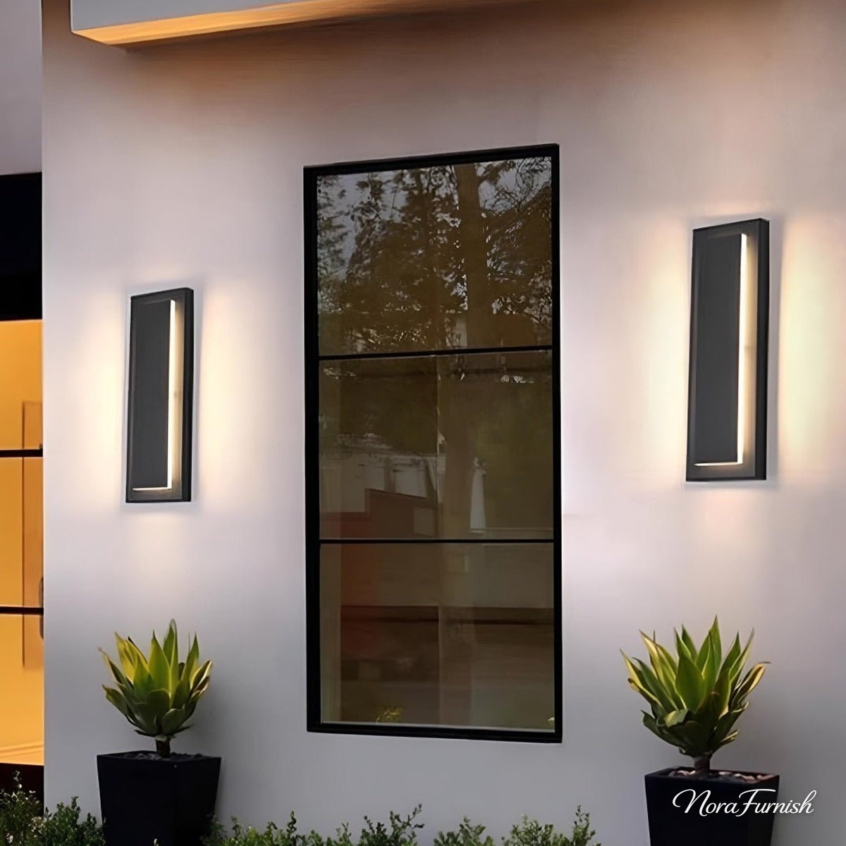 Long Rectangle Halo Wall Light, Black Die Cast Aluminum Sconce 2