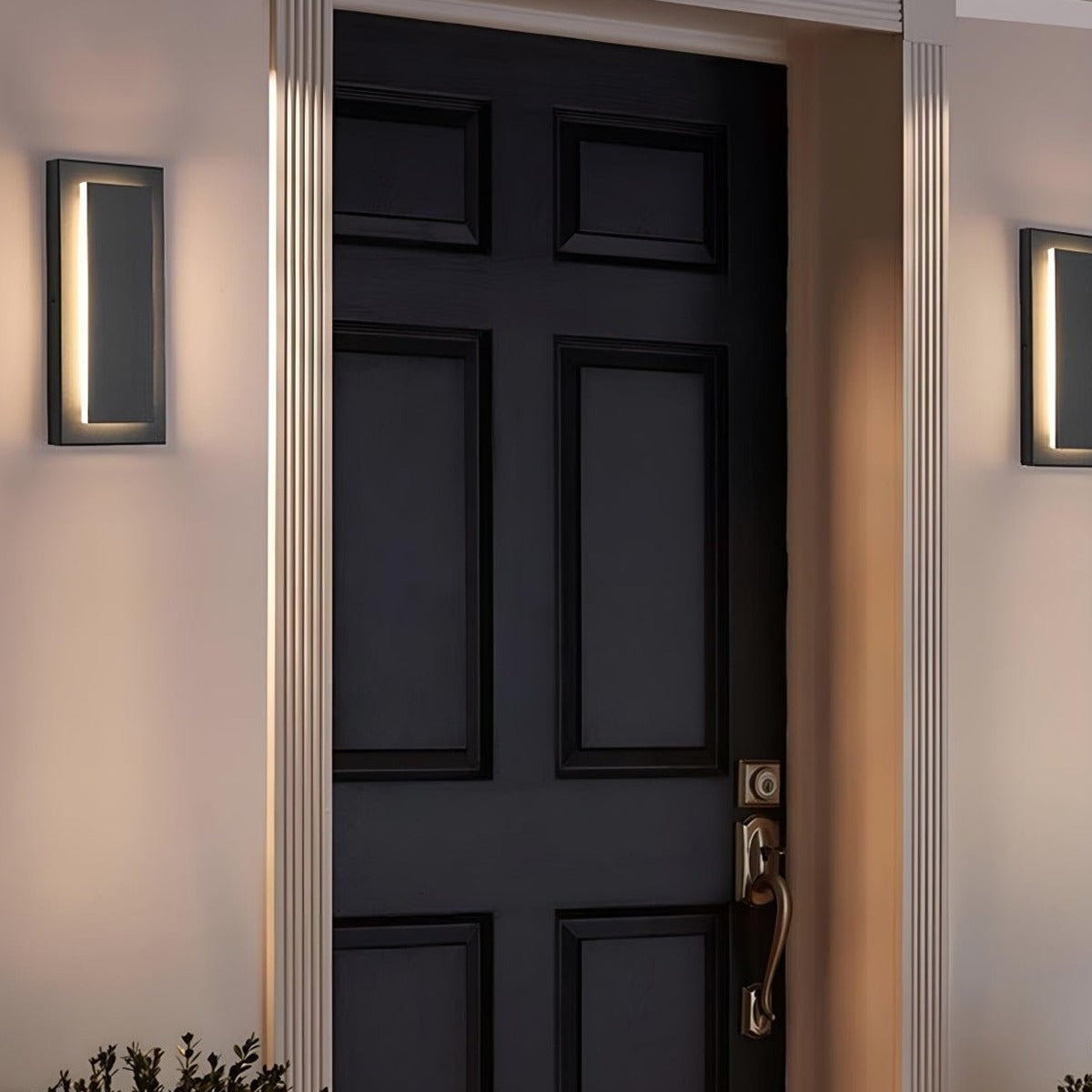 Long Rectangle Halo Wall Light, Black Die Cast Aluminum Sconce 3