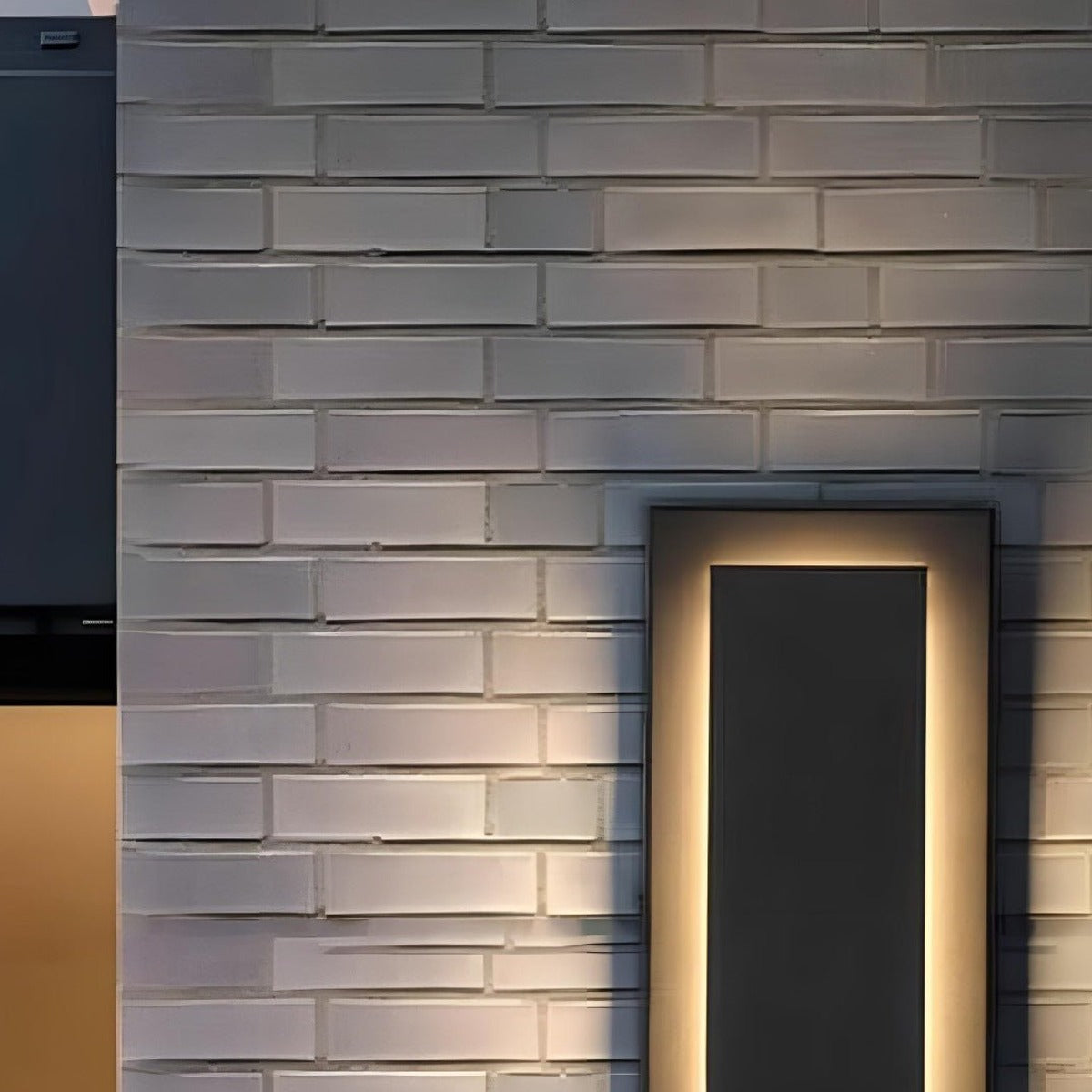 Long Rectangle Halo Wall Light, Black Die Cast Aluminum Sconce 4