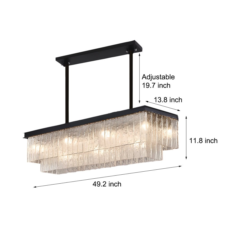 Double Layer Crystal Linear Chandelier, Iron Dining Island Light 6
