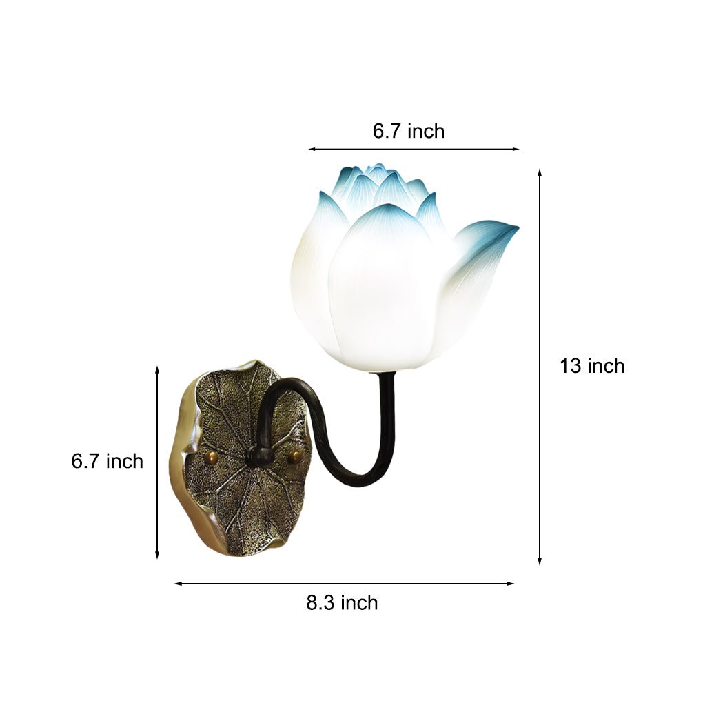 Lotus Flower Wall Sconce, Resin Dimmable Uplight Fixture, view 5