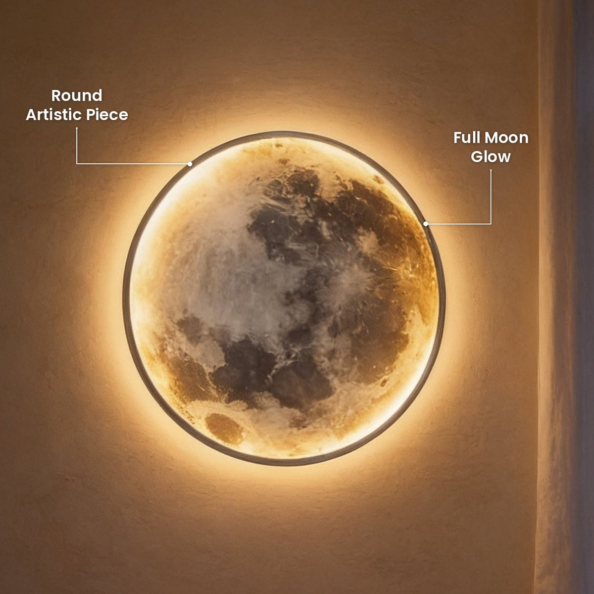 Full Moon Wall Lamp: Full Moon Glow, Round Artistic Piece