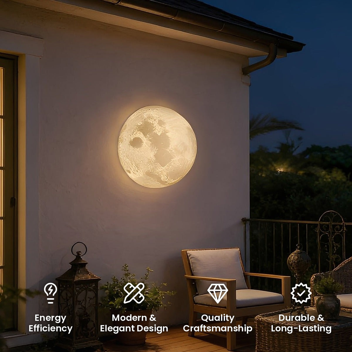 Lunar Relief Moon Wall Light: energy efficiency, modern and elegant design, quality craftsmanship, durable and long-lasting