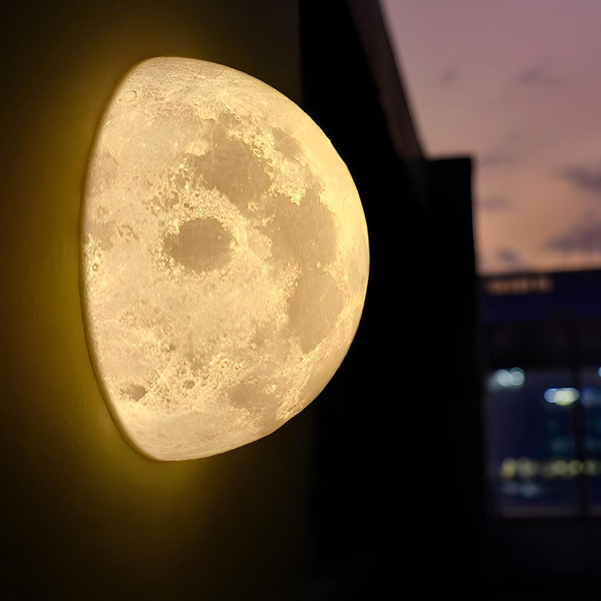 Lunar Relief Moon Wall Light, White Resin Outdoor Porch Sconce 2