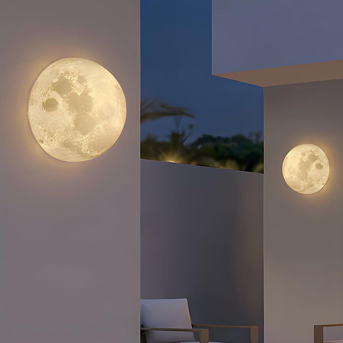 Lunar Relief Moon Wall Light, White Resin Outdoor Porch Sconce 4