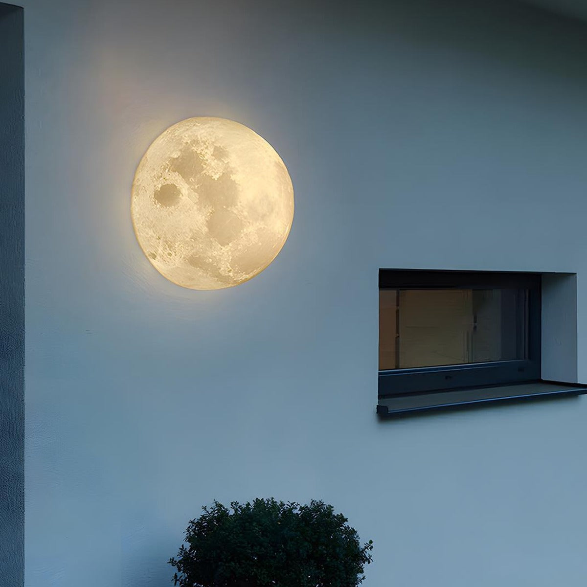 Lunar Relief Moon Wall Light, White Resin Outdoor Porch Sconce 7