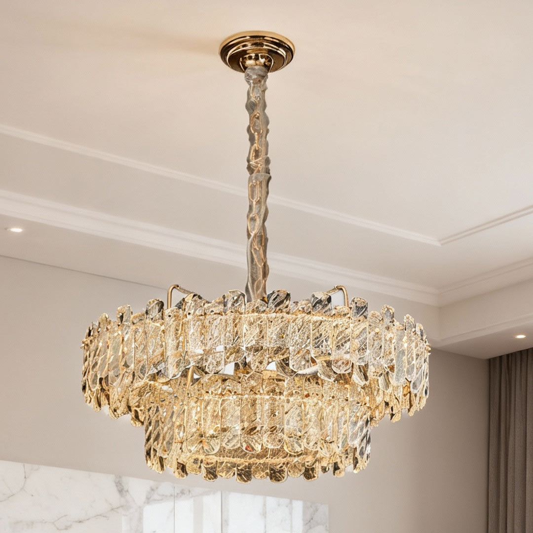 Nordic Crystal Chandelier, Carbon Steel Gold Ceiling Light, view 9