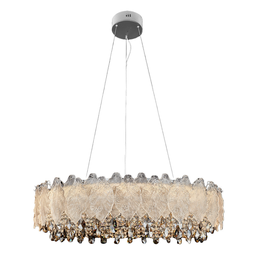 Country French Leaf Crystal Chandelier, Champagne Gold Light 11