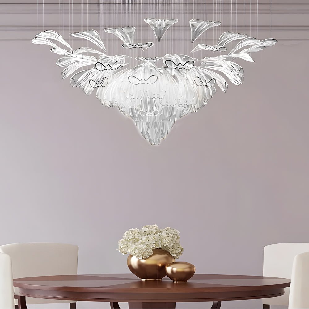 Handcrafted Flower Glass Chandelier, Art Glass Ceiling Light, view 4