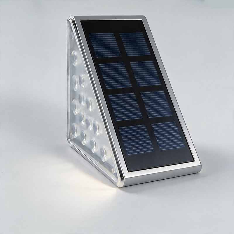 Set of 2 Triangle Solar Step Lights, Gray Outdoor Stair Lights 12