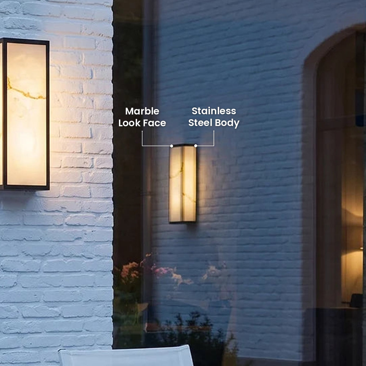 Marble Look Rectangle Wall Light: Marble Look Face, Stainless Steel Body