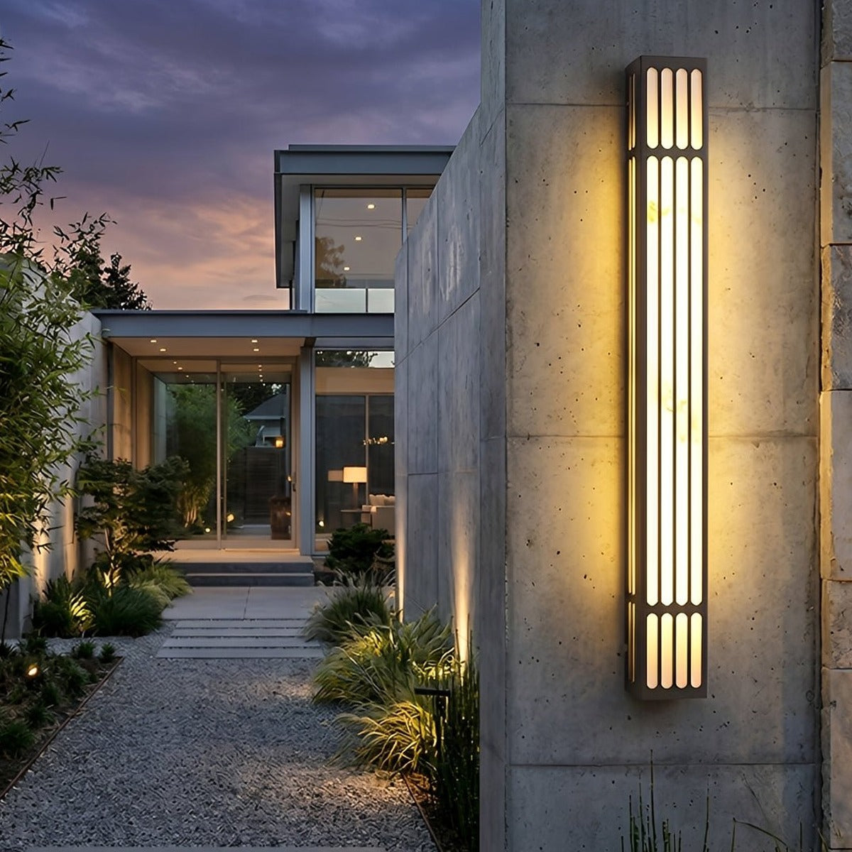 Marble Look Slatted Column Wall Light, Stainless Steel Sconce