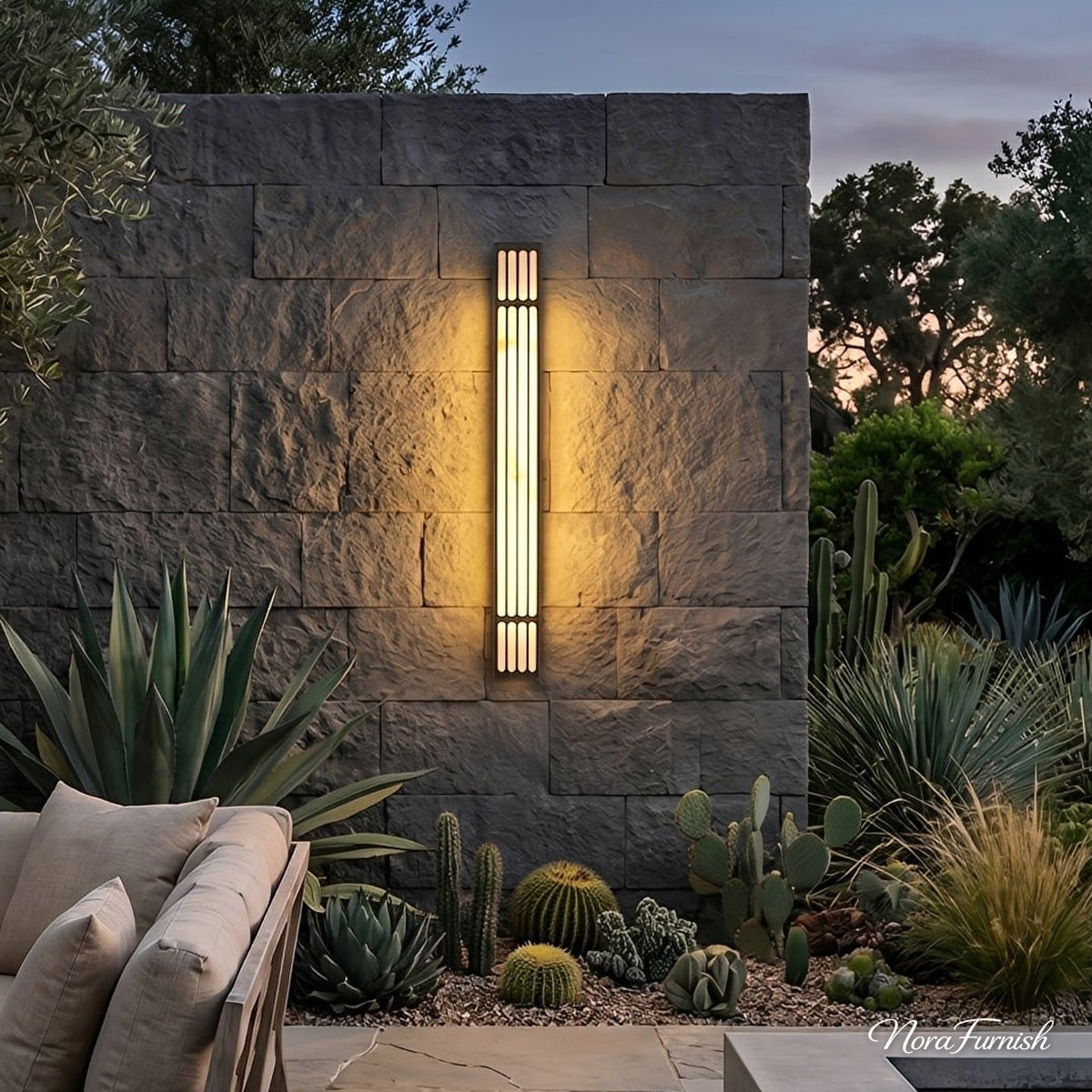 Marble Look Slatted Column Wall Light, Stainless Steel Sconce 3