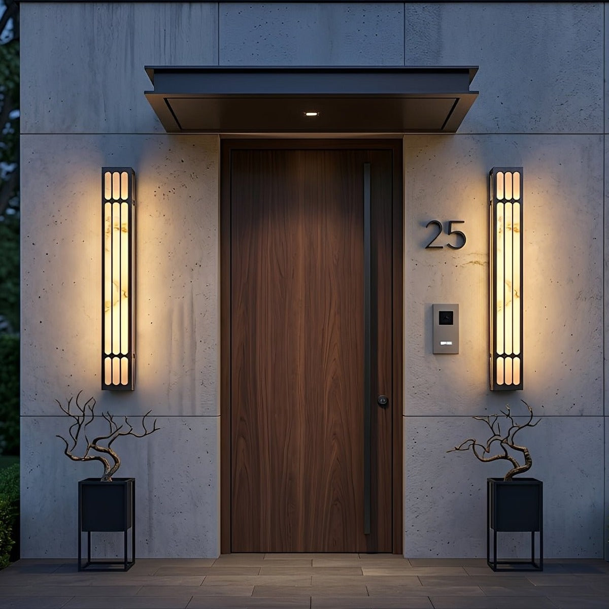 Marble Look Slatted Column Wall Light, Stainless Steel Sconce 7