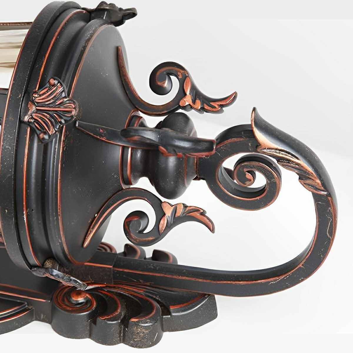 Marseille Scroll Lantern, Black Brown Aluminum Outdoor Wall Light 11