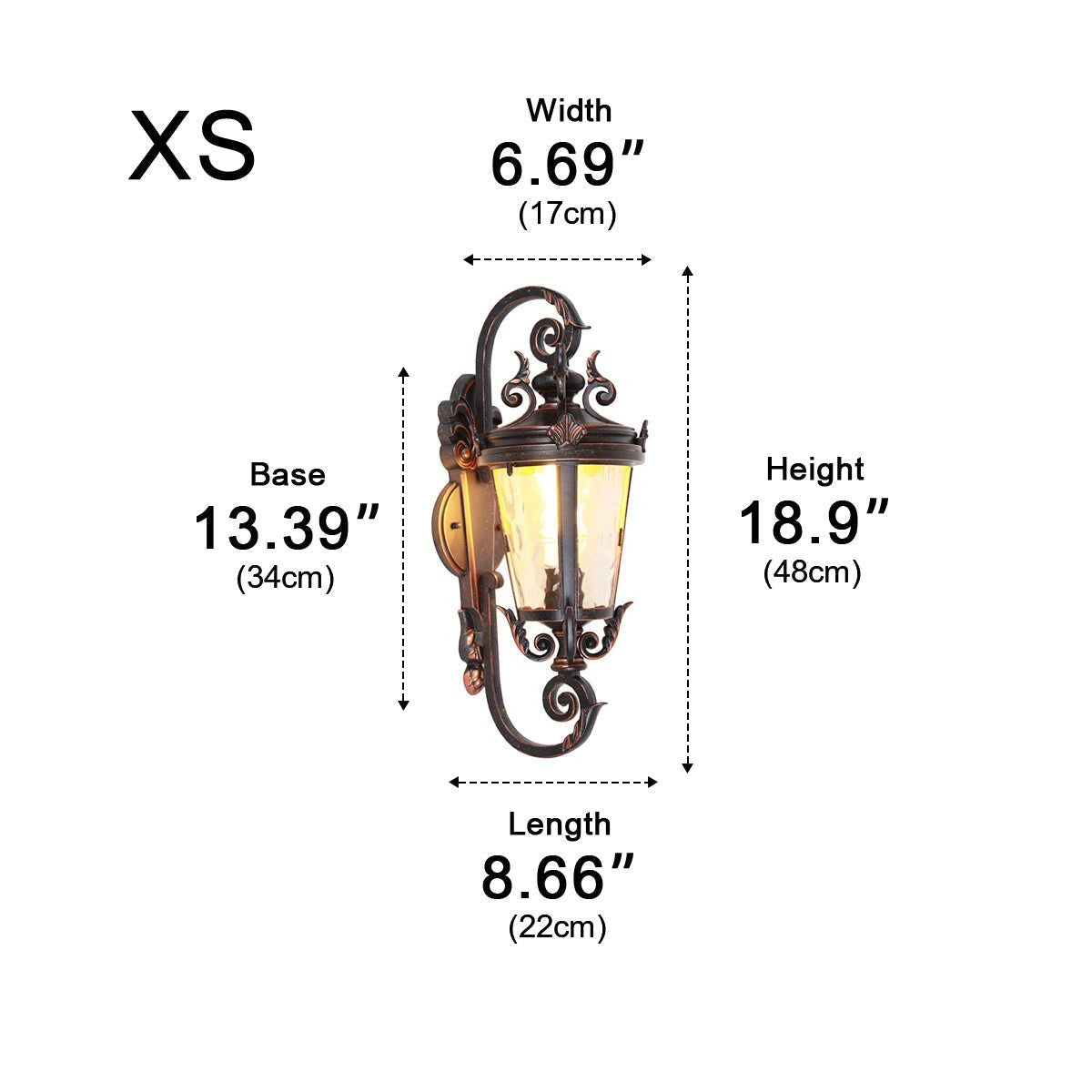 Marseille Scroll Lantern, Black Brown Aluminum Outdoor Wall Light 12